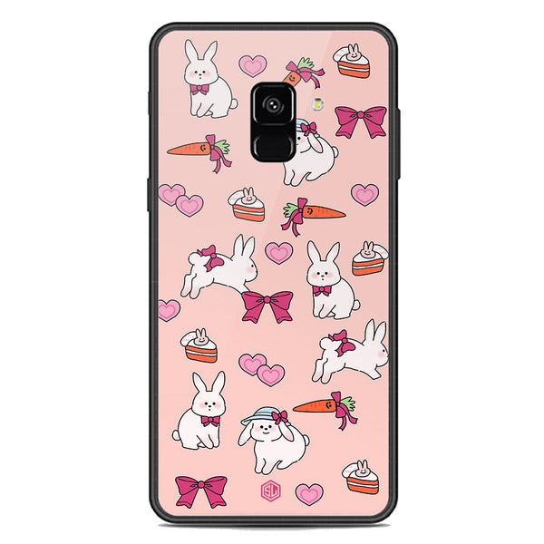Cute Korean Design Series Soft Phone Case - Premium Glass Case - Design 1 - Samsung Galaxy A8 2018
