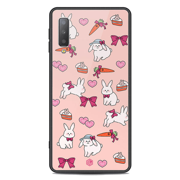Cute Korean Design Series Soft Phone Case - Premium Glass Case - Design 1 - Samsung Galaxy A7 2018