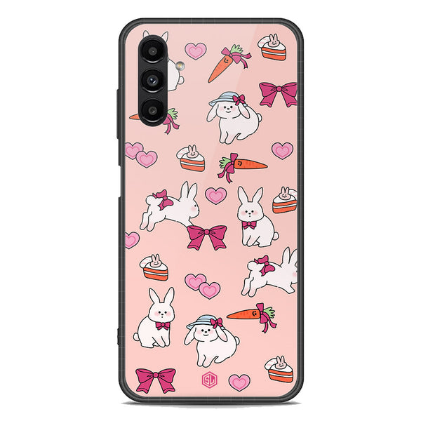 Cute Korean Design Series Soft Phone Case - Premium Glass Case - Design 1 - Samsung Galaxy A04s