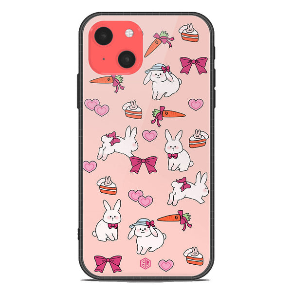 Cute Korean Design Series Soft Phone Case - Premium Glass Case - Design 1 - iPhone 13 Mini