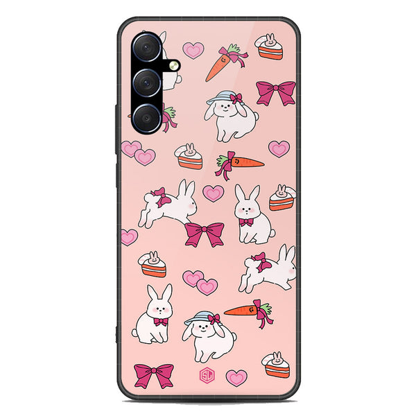 Cute Korean Design Series Soft Phone Case - Premium Glass Case - Design 1 - Samsung Galaxy M53
