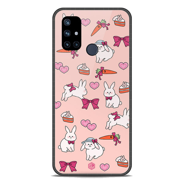 Cute Korean Design Series Soft Phone Case - Premium Glass Case - Design 1 - OnePlus Nord N10 5G
