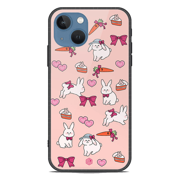 Cute Korean Design Series Soft Phone Case - Premium Glass Case - Design 1 - iPhone 13