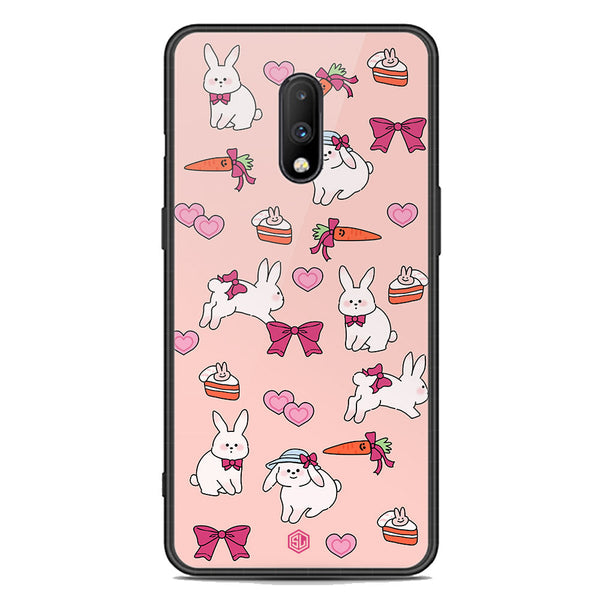 Cute Korean Design Series Soft Phone Case - Premium Glass Case - Design 1 - OnePlus 7