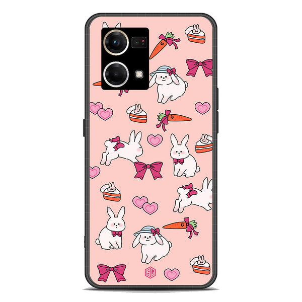 Cute Korean Design Series Soft Phone Case - Premium Glass Case - Design 1 - Oppo Reno 7 4G