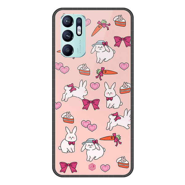 Cute Korean Design Series Soft Phone Case - Premium Glass Case - Design 1 - Oppo Reno 6