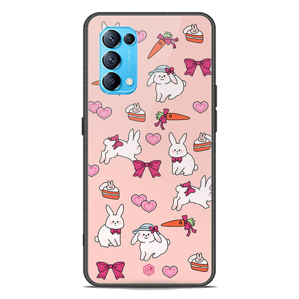 Cute Korean Design Series Soft Phone Case - Premium Glass Case - Design 1 - Oppo Reno 5 4G