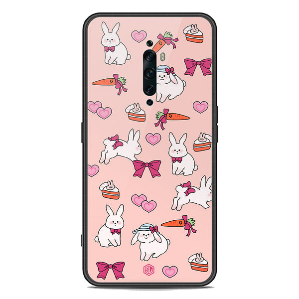 Cute Korean Design Series Soft Phone Case - Premium Glass Case - Design 1 - Oppo Reno 2F
