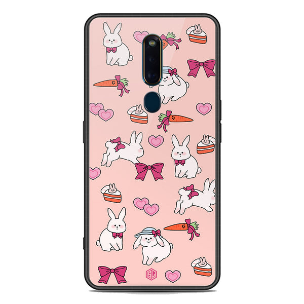 Cute Korean Design Series Soft Phone Case - Premium Glass Case - Design 1 - Oppo F11 Pro
