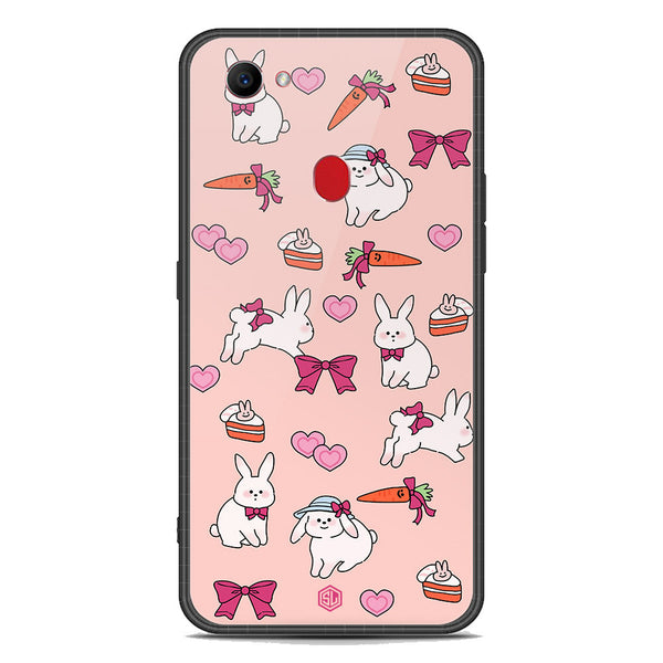 Cute Korean Design Series Soft Phone Case - Premium Glass Case - Design 1 - Oppo F7
