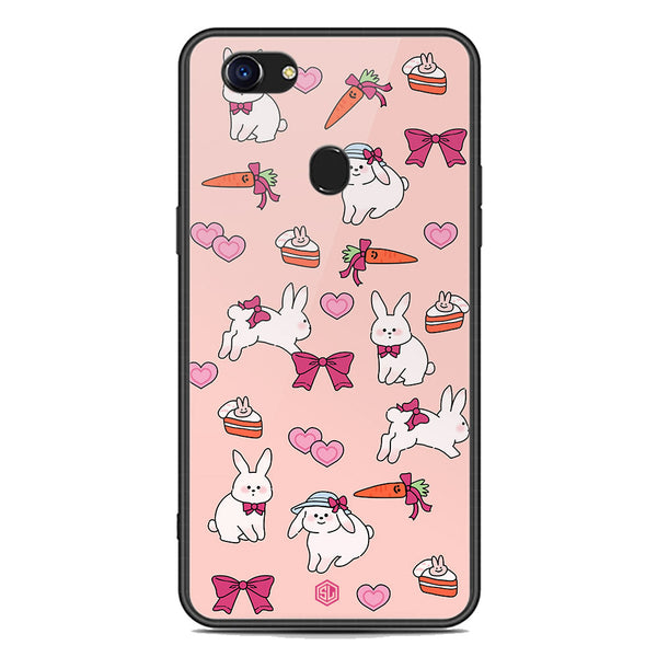 Cute Korean Design Series Soft Phone Case - Premium Glass Case - Design 1 - Oppo F5
