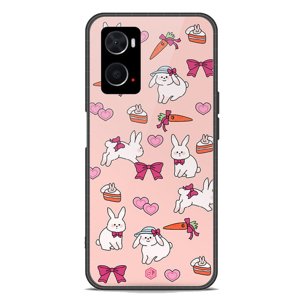 Cute Korean Design Series Soft Phone Case - Premium Glass Case - Design 1 - Oppo A96 4G