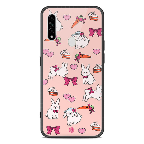 Cute Korean Design Series Soft Phone Case - Premium Glass Case - Design 1 - Oppo A8