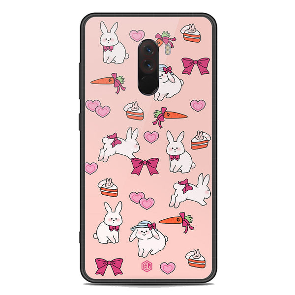 Cute Korean Design Series Soft Phone Case - Premium Glass Case - Design 1 - Xiaomi Pocophone F1
