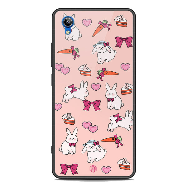 Cute Korean Design Series Soft Phone Case - Premium Glass Case - Design 1 - Vivo Y91i