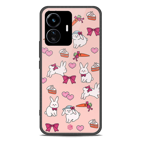 Cute Korean Design Series Soft Phone Case - Premium Glass Case - Design 1 - Vivo Y77 5G