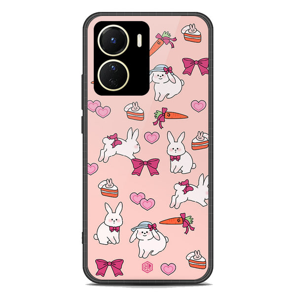 Cute Korean Design Series Soft Phone Case - Premium Glass Case - Design 1 - Vivo Y56 5G