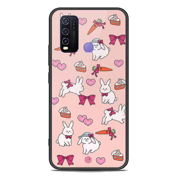 Cute Korean Design Series Soft Phone Case - Premium Glass Case - Design 1 - Vivo Y50