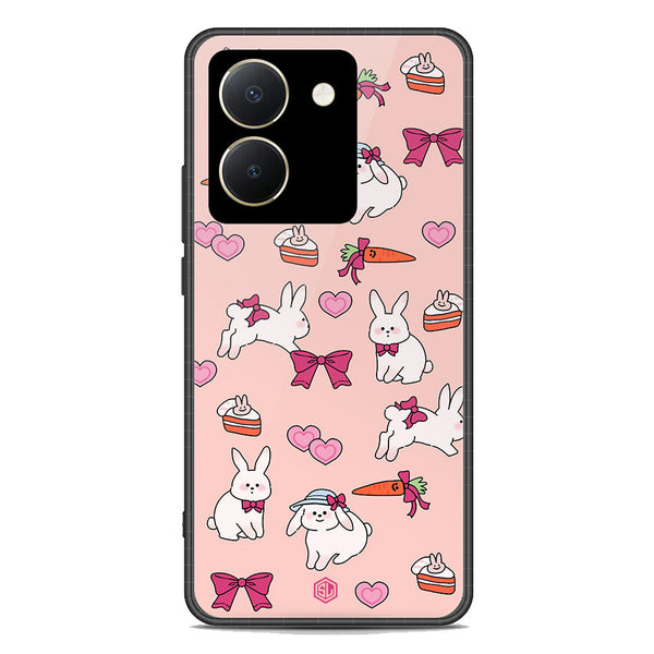 Cute Korean Design Series Soft Phone Case - Premium Glass Case - Design 1 - Vivo Y36 4G