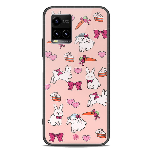Cute Korean Design Series Soft Phone Case - Premium Glass Case - Design 1 - Vivo Y33s