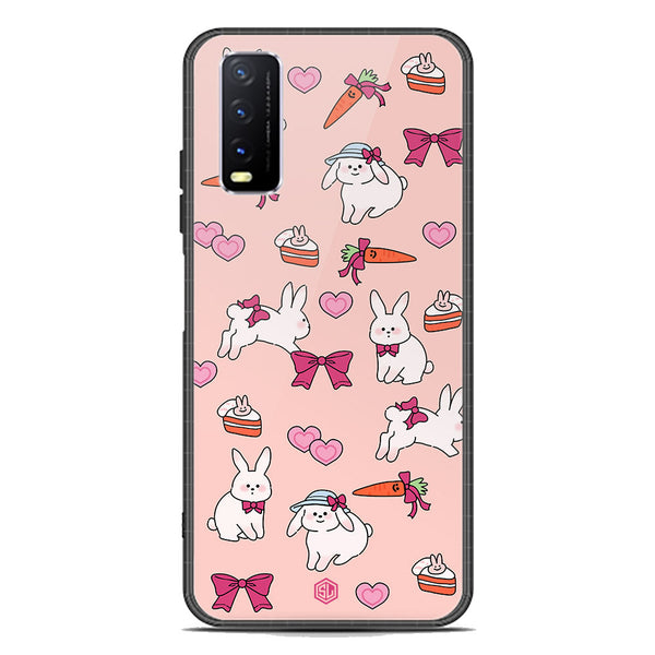 Cute Korean Design Series Soft Phone Case - Premium Glass Case - Design 1 - Vivo Y12a