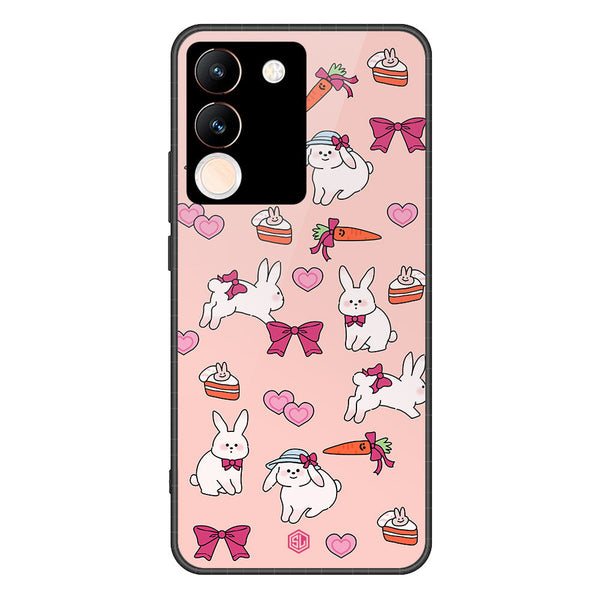 Cute Korean Design Series Soft Phone Case - Premium Glass Case - Design 1 - Vivo V29e