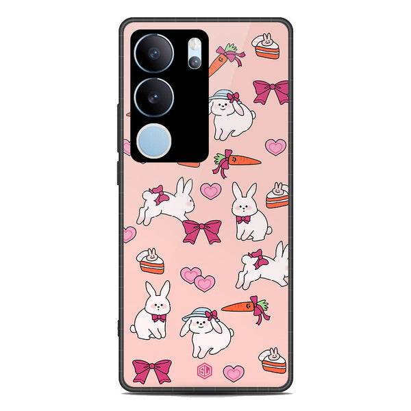 Cute Korean Design Series Soft Phone Case - Premium Glass Case - Design 1 - Vivo V29