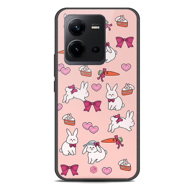 Cute Korean Design Series Soft Phone Case - Premium Glass Case - Design 1 - Vivo V25e