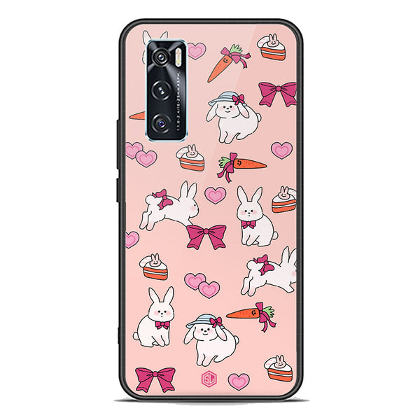 Cute Korean Design Series Soft Phone Case - Premium Glass Case - Design 1 - Vivo V20 SE
