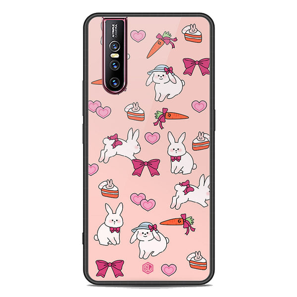 Cute Korean Design Series Soft Phone Case - Premium Glass Case - Design 1 - Vivo V15 Pro