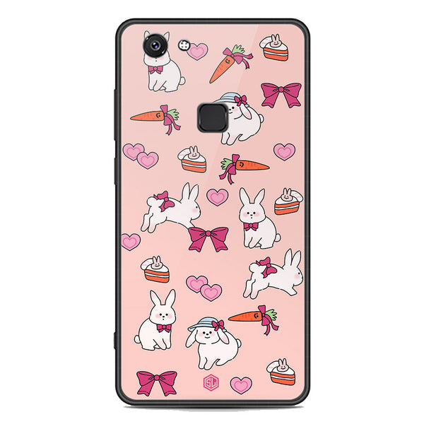 Cute Korean Design Series Soft Phone Case - Premium Glass Case - Design 1 - Vivo V7