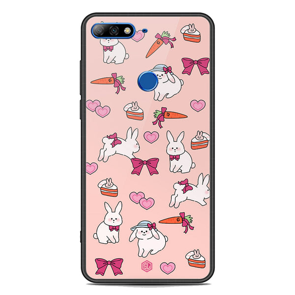 Cute Korean Design Series Soft Phone Case - Premium Glass Case - Design 1 - Huawei Y7 2018