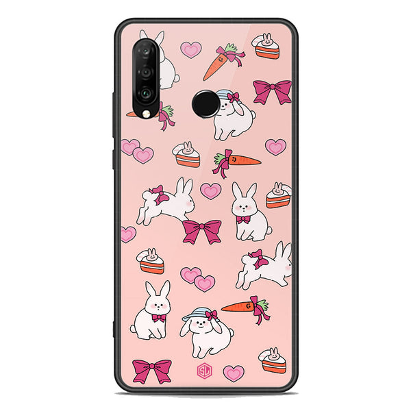 Cute Korean Design Series Soft Phone Case - Premium Glass Case - Design 1 - Huawei P30 lite