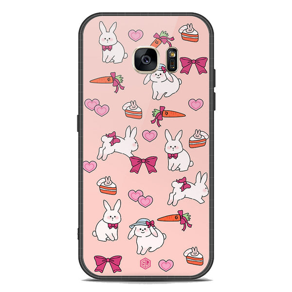 Cute Korean Design Series Soft Phone Case - Premium Glass Case - Design 1 - Samsung Galaxy S7