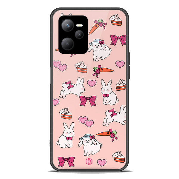 Cute Korean Design Series Soft Phone Case - Premium Glass Case - Design 1 - Realme Q5