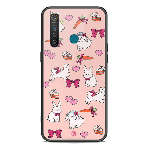 Cute Korean Design Series Soft Phone Case - Premium Glass Case - Design 1 - Realme Q