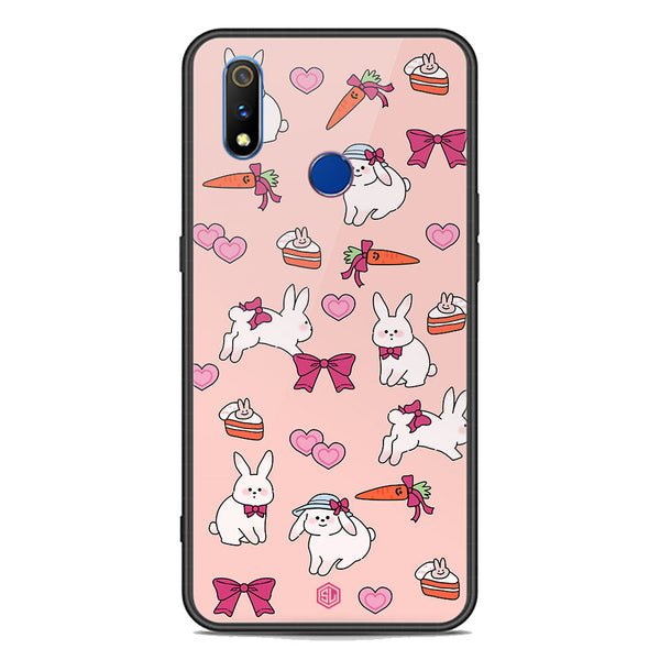 Cute Korean Design Series Soft Phone Case - Premium Glass Case - Design 1 - Realme 3i