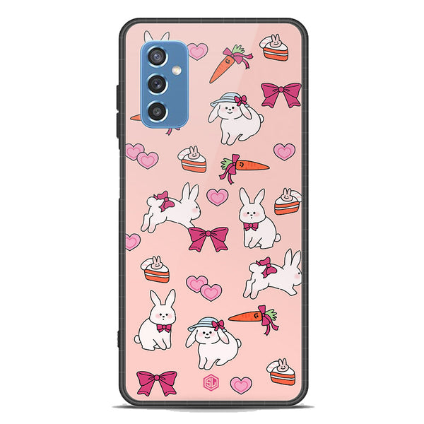 Cute Korean Design Series Soft Phone Case - Premium Glass Case - Design 1 - Samsung Galaxy M52 5G