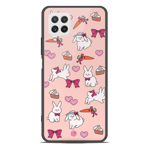 Cute Korean Design Series Soft Phone Case - Premium Glass Case - Design 1 - Samsung Galaxy M22