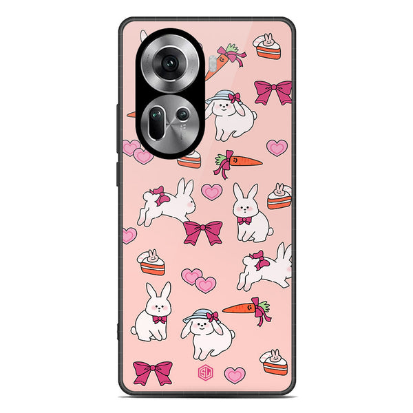 Cute Korean Design Series Soft Phone Case - Premium Glass Case - Design 1 - Oppo Reno 11