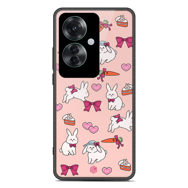 Cute Korean Design Series Soft Phone Case - Premium Glass Case - Design 1 - Oppo Reno 11F