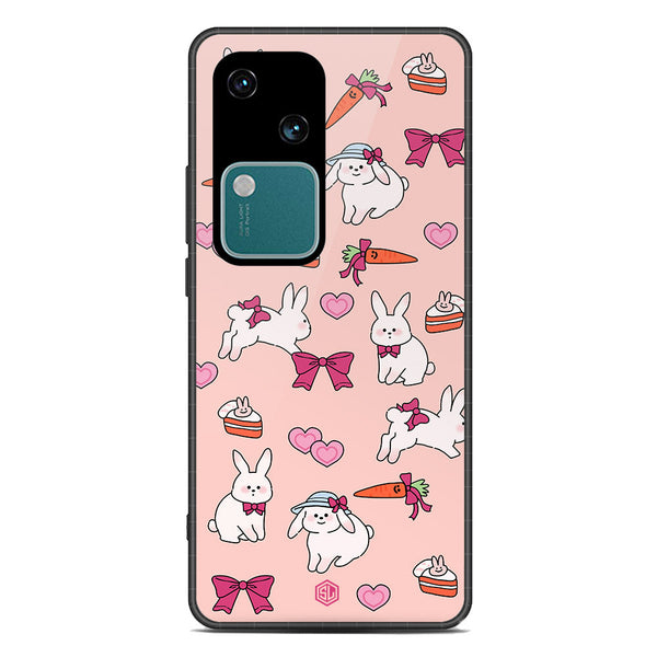 Cute Korean Design Series Soft Phone Case - Premium Glass Case - Design 1 - Vivo V30