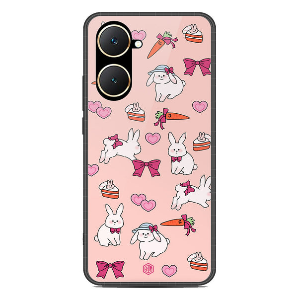 Cute Korean Design Series Soft Phone Case - Premium Glass Case - Design 1 - Vivo Y18