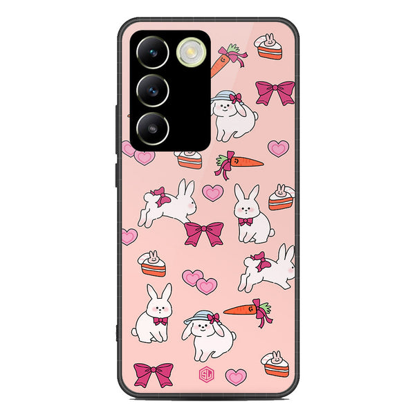 Cute Korean Design Series Soft Phone Case - Premium Glass Case - Design 1 - Vivo Y100 4G