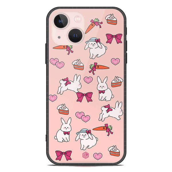 Cute Korean Design Series Soft Phone Case - Premium Glass Case - Design 1 - iPhone 14 Plus