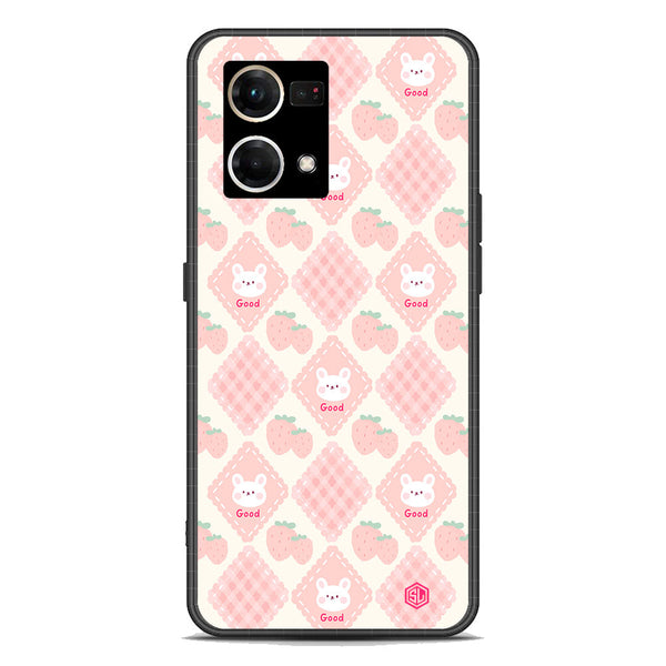 Cute Korean Design Series Soft Phone Case - Premium Glass Case - Design 3 - Oppo Reno 8 4G