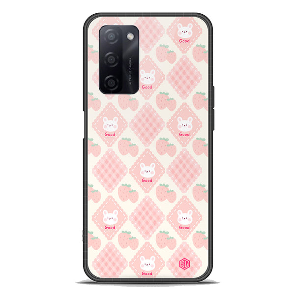 Cute Korean Design Series Soft Phone Case - Premium Glass Case - Design 3 - Oppo A55s