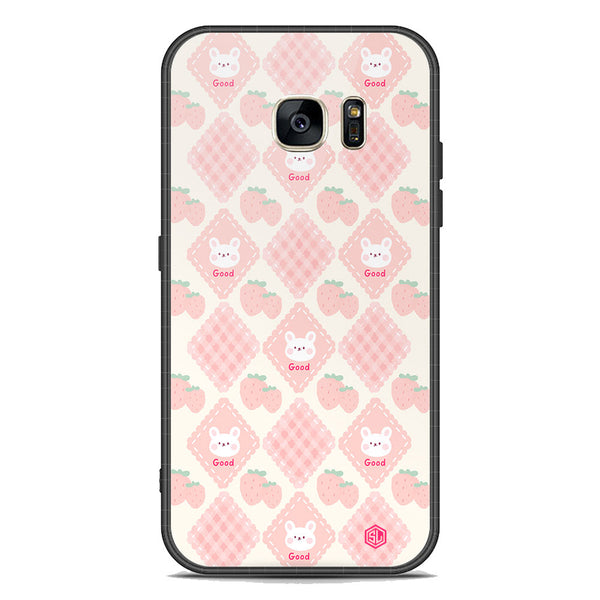 Cute Korean Design Series Soft Phone Case - Premium Glass Case - Design 3 - Samsung Galaxy S7