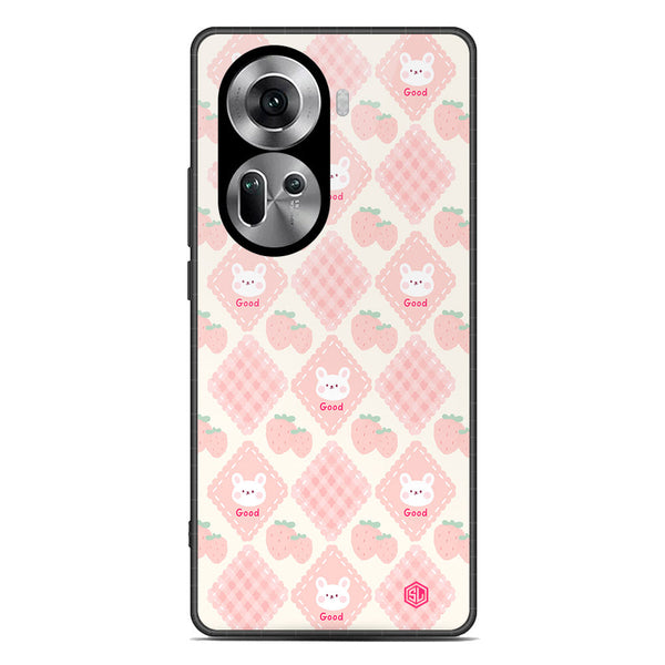 Cute Korean Design Series Soft Phone Case - Premium Glass Case - Design 3 - Oppo Reno 11
