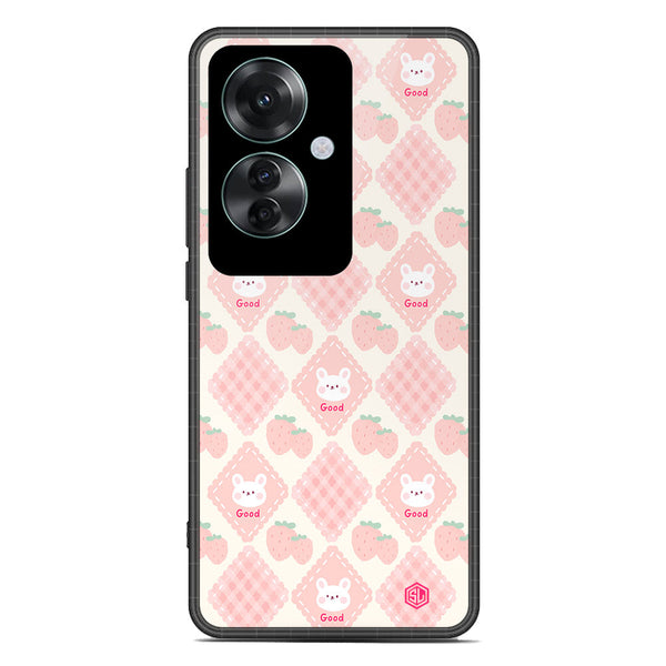 Cute Korean Design Series Soft Phone Case - Premium Glass Case - Design 3 - Oppo Reno 11F